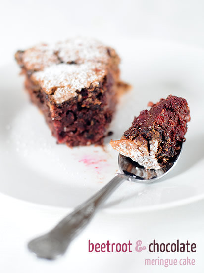 Beetroot and chocolate meringue cake
