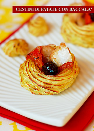 Cestini di patate con baccalà