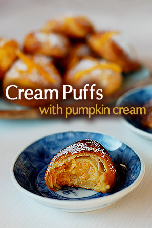 Cream puffs filled with pumpkin cream