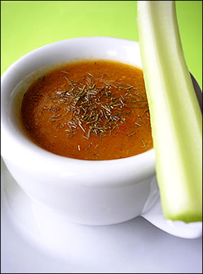Crema di peperoni arrostiti con zenzero e finocchietto selvatico