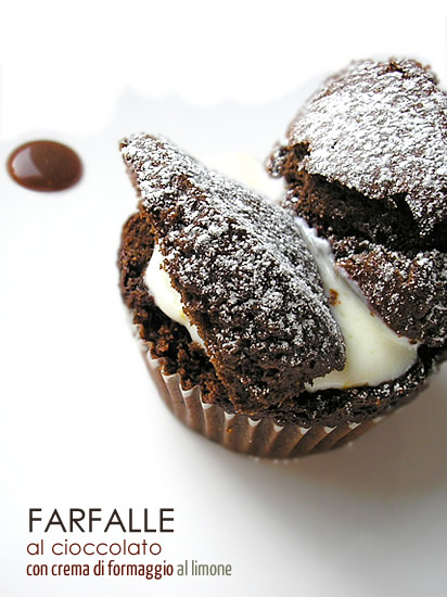Farfalle al cioccolato con crema di formaggio al limone