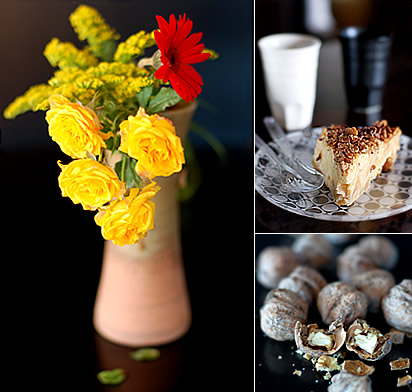 Fiori, torta e noci
