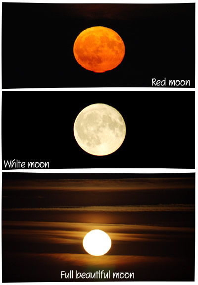 Red moon, White moon, Full beautiful moon