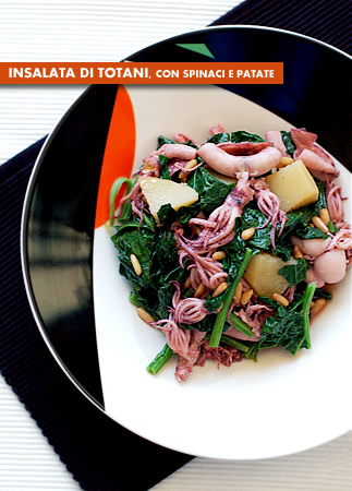Insalata di totani, con spinaci e patate