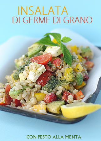 Insalata di germe di grano con pesto alla menta