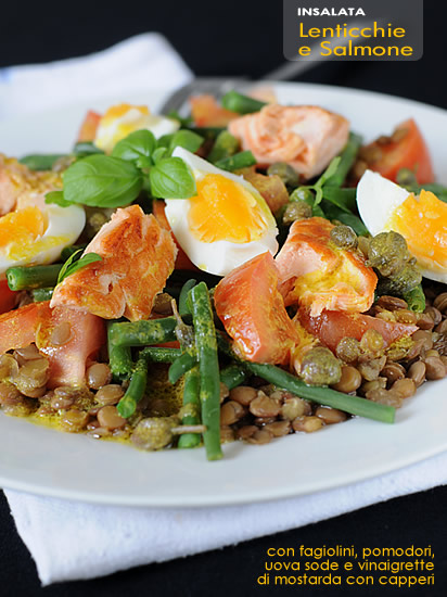 Insalata di lenticchie e salmone