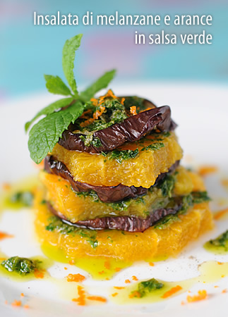 Insalata di melanzane e arance in salsa verde