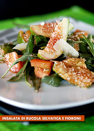 Insalata di rucola selvatica e fioroni