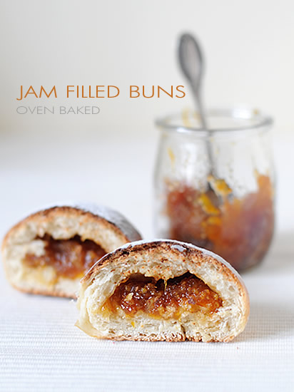 Oven baked jam filled buns