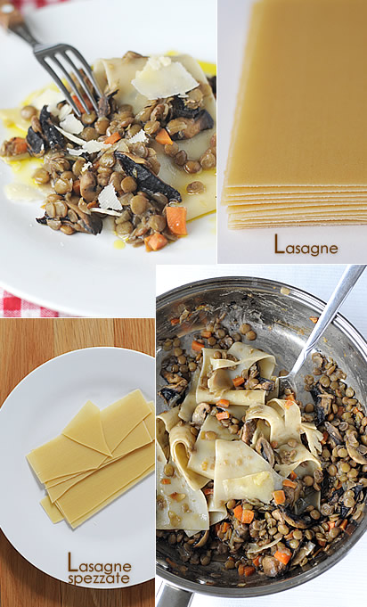 Lasagne con lenticchie e funghi