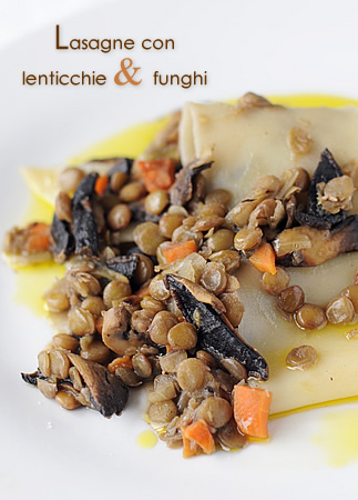 Lasagne con lenticchie e funghi