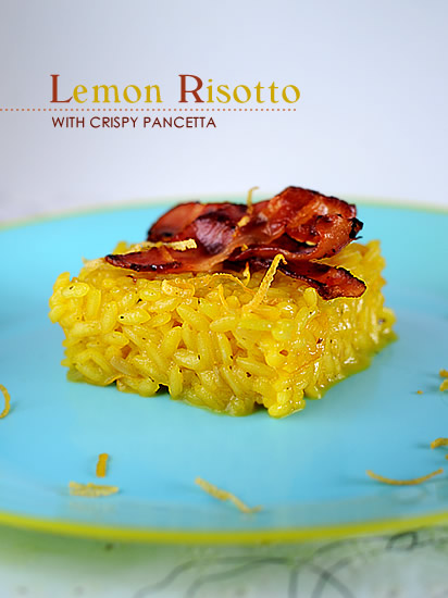 Lemon risotto with crispy pancetta