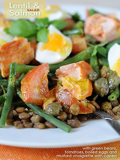 Lentil and Salmon salad