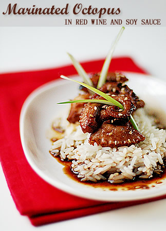 Marinated Octopus in red wine and soy sauce