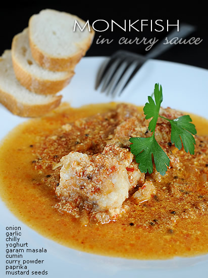 Monkfish in curry sauce