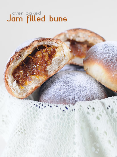 Oven baked jam filled buns