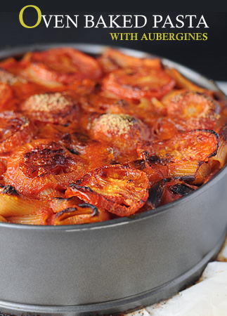 Oven baked pasta with aubergines