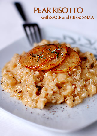 Pear risotto with sage and crescenza