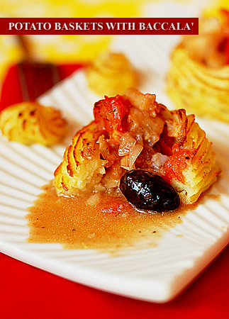 Potato baskets with baccalà