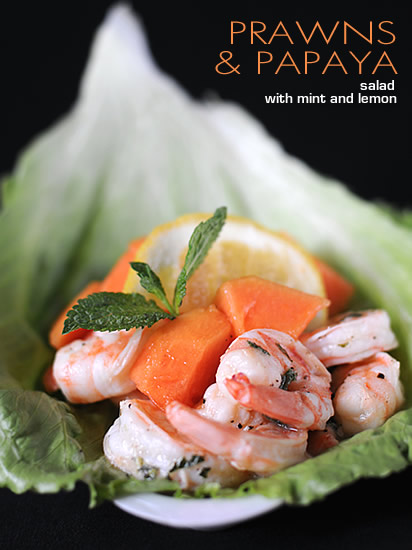 Prawns and papaya salad