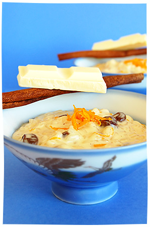 Pudding di riso al cioccolato bianco