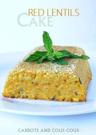 Red Lentils, Carrots and cous cous cake