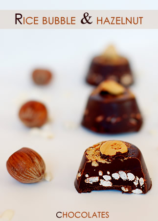 Rice bubble and hazelnuts chocolates