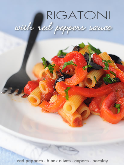Rigatoni with red peppers sauce