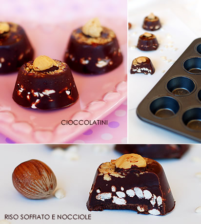 Rice bubble and hazelnuts chocolates