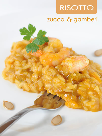 Risotto alla zucca e gamberi