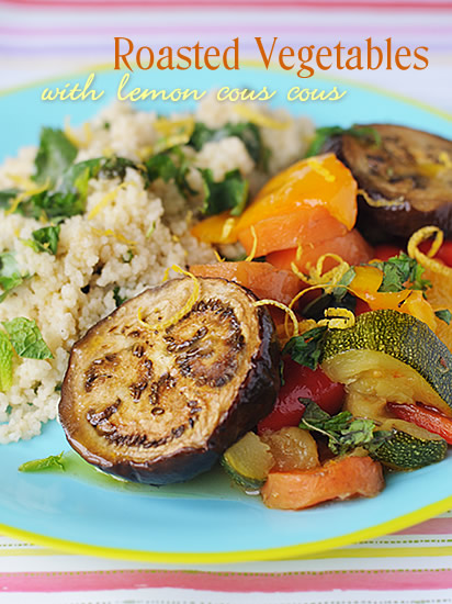 Roasted vegetables with lemon cous cous