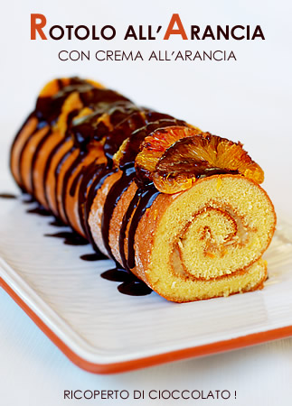 Rotolo all'arancia con crema all'arancia