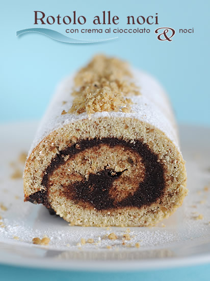 Rotolo alle noci con crema al cioccolato