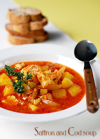 Cod soup with saffron