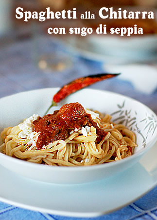 Spaghetti alla chitarra con sugo di seppia