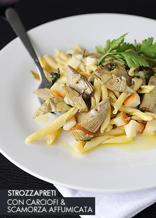 Strozzapreti con carciofi e scamorza affumicata